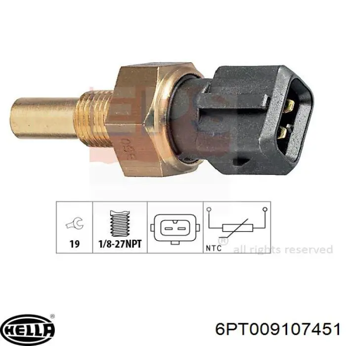 Do koszyka 6PT009107451 HELLA Czujnik temperatury płynu chłodzącego