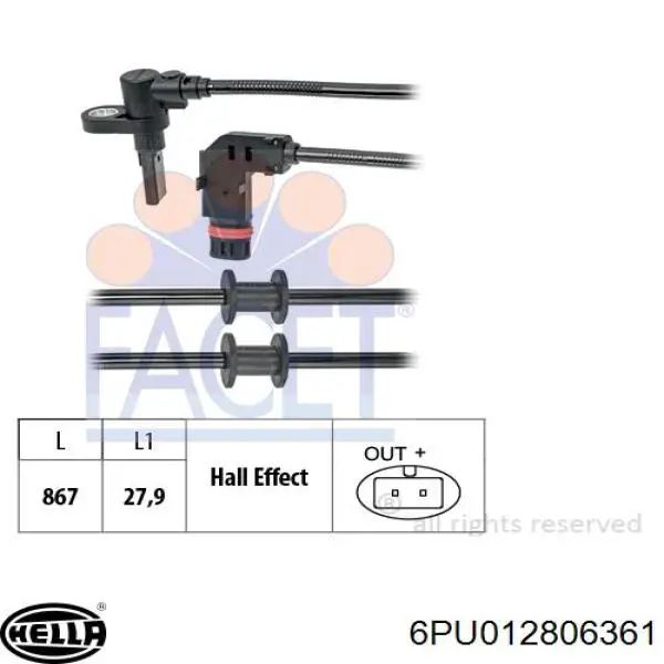 Do koszyka 6PU012806361 HELLA Czujnik ABS przedni