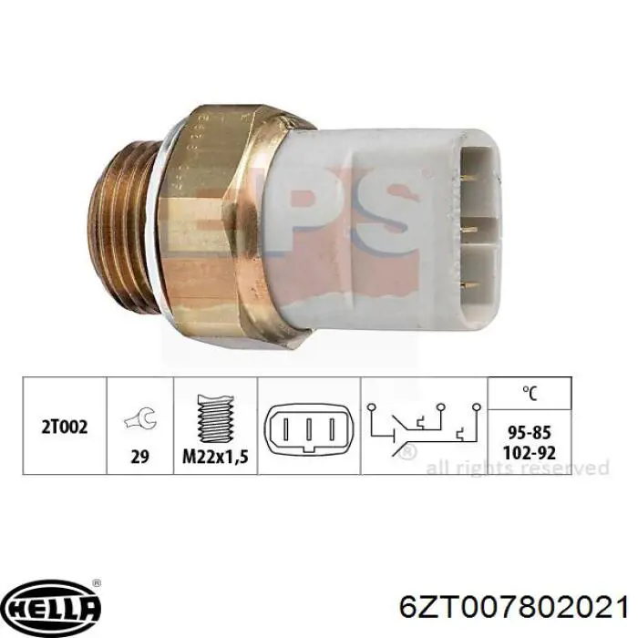 Do koszyka 6ZT007802021 HELLA Czujnik temperatury płynu chłodzącego (włączenia wentylatora chłodnicy)