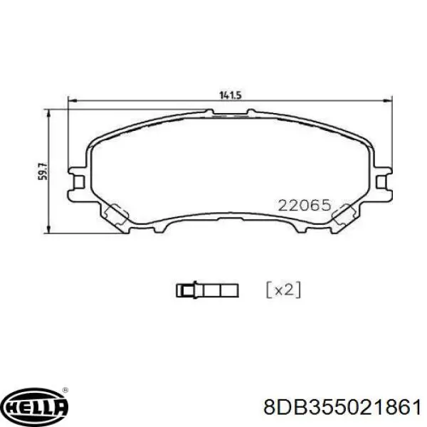 8DB355021861 HELLA klocki hamulcowe przednie tarczowe