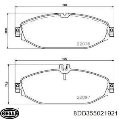 8DB 355 021-921 HELLA klocki hamulcowe przednie tarczowe