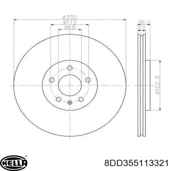 Do koszyka 8DD355113321 HELLA Tarcza hamulcowa tylna