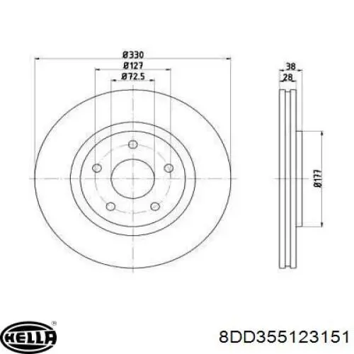 8DD355123-151 HELLA tarcza hamulcowa przednia