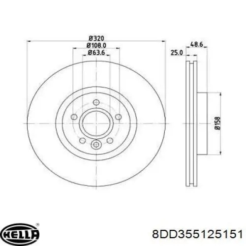 8DD355125151 HELLA tarcza hamulcowa przednia