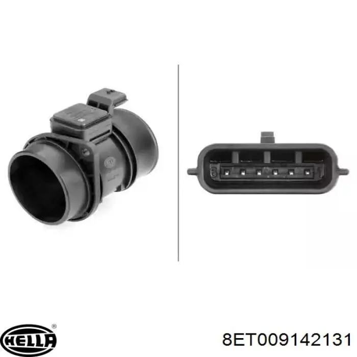Do koszyka 8ET009142131 HELLA Czujnik przepływu powietrza, przepływomierz powietrza M.A.F.