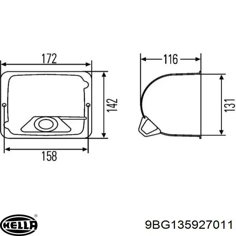 9BG135927011 HELLA Reflektor lewy