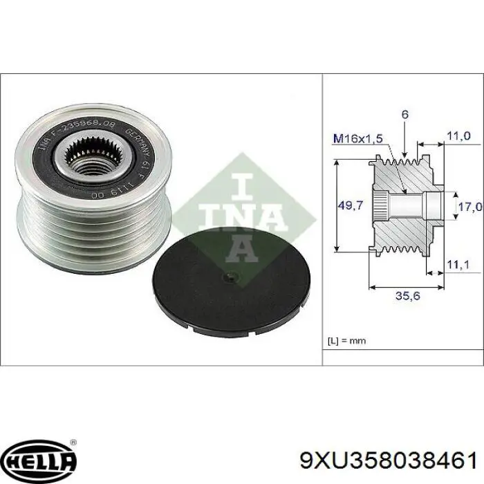 Do koszyka A6461550015 Mercedes Koło pasowe alternatora