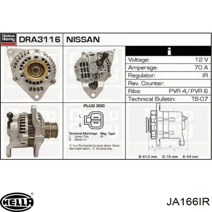Do koszyka Alternator Nissan Prairie  M11
