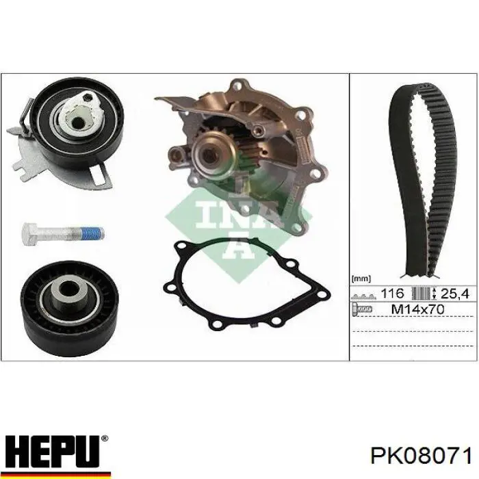 Pasek rozrządu, zestaw Hepu PK08071 cena, od 164,84 USD