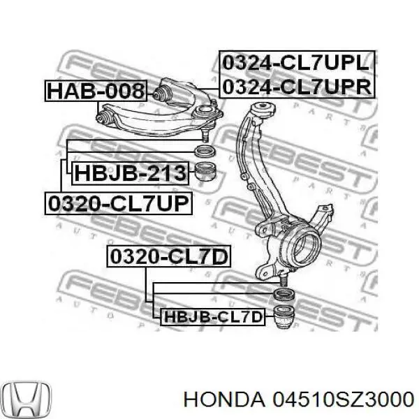 Sworzeń wahacza dolny Honda 04510SZ3000 cena, od 98,83 USD