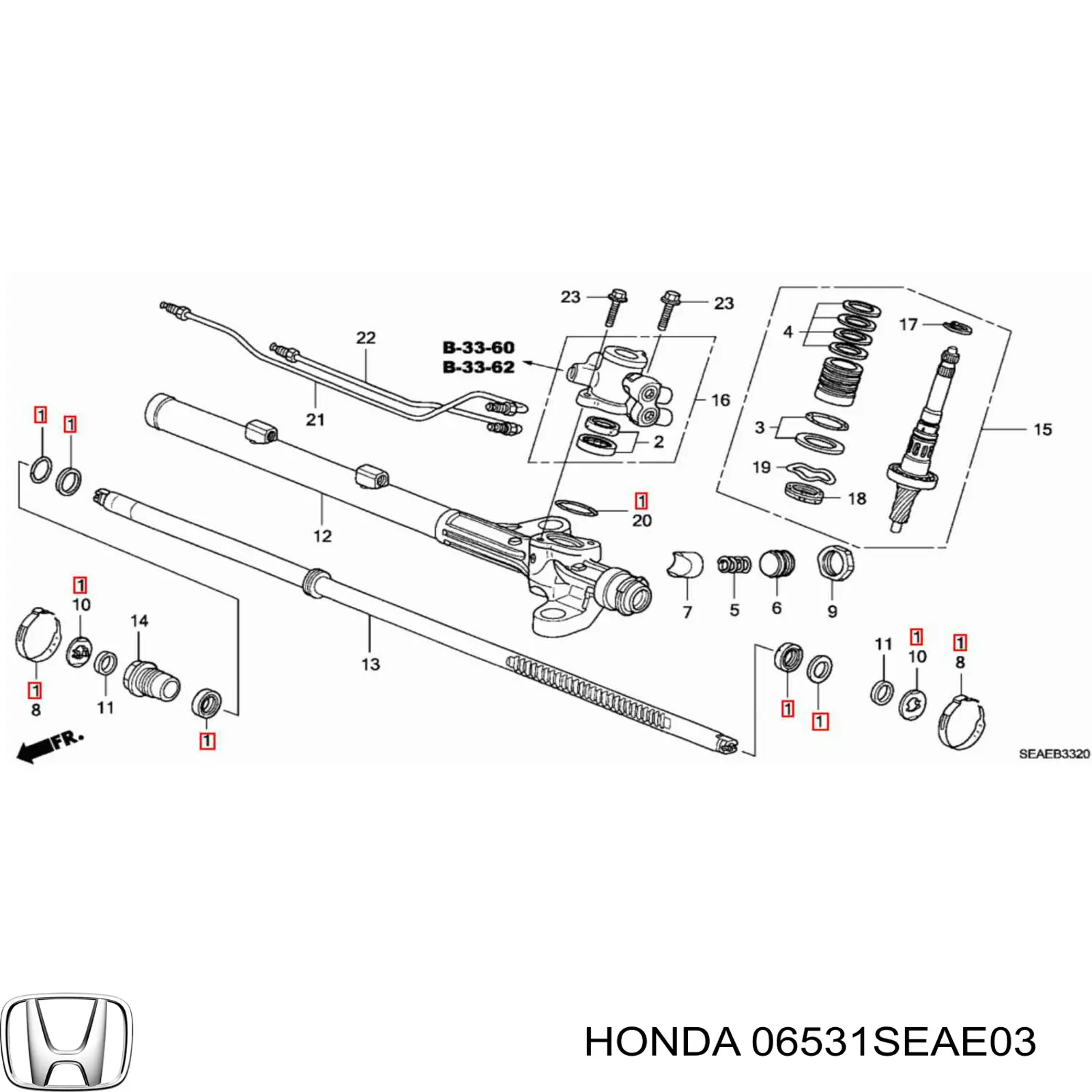  Zestaw naprawczy maglownicy (mechanizmu) (zestaw uszczelniaczy) Honda Accord 7