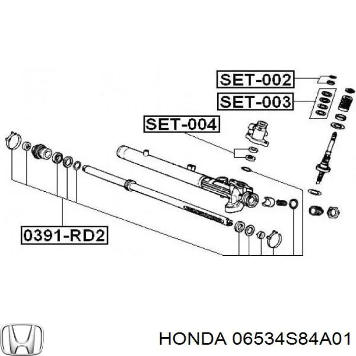 Zestaw naprawczy maglownicy (mechanizmu) (zestaw uszczelniaczy) Honda 06534S84A01 cena, od 3,01 USD