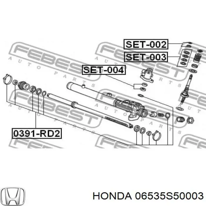 Do koszyka 06535S50003 Honda Uszczelniacz wału pionowego przekładni kierowniczej, zestaw