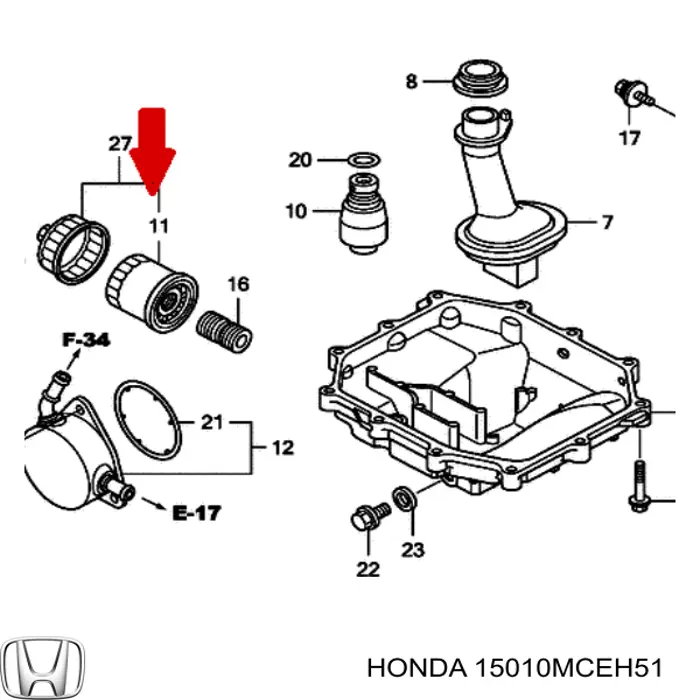 Do koszyka 15010MCEH51 Honda Filtr oleju