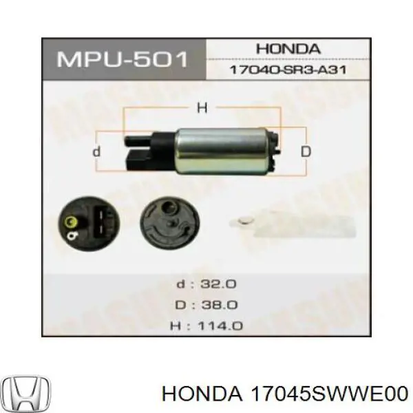 Moduł pompy paliwowej z czujnikiem poziomu paliwa Honda 17045SWWE00 cena, od 94,62 USD