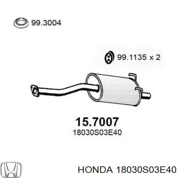 Do koszyka 18030S03E40 Honda Tłumik, tylna część
