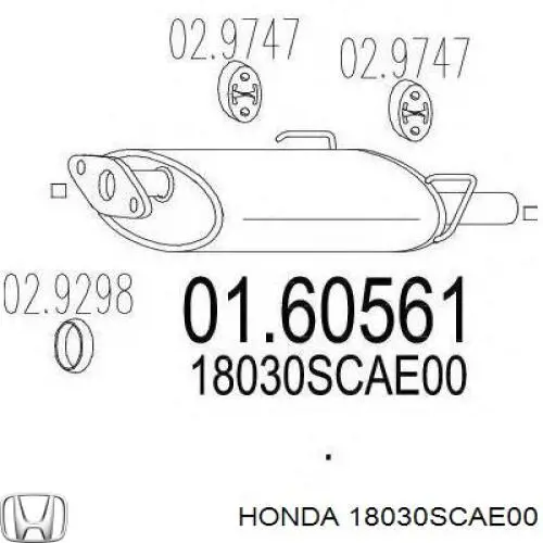18030SCAE00 Honda Tłumik, tylna część