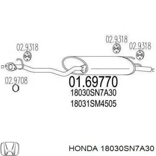 Tłumik, tylna część Honda 18030SN7A30 cena, od 102,29 USD