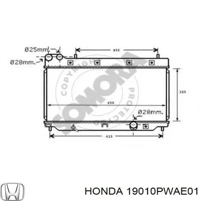 Chłodnica silnika Honda 19010PWAE01 cena, od 82,20 USD