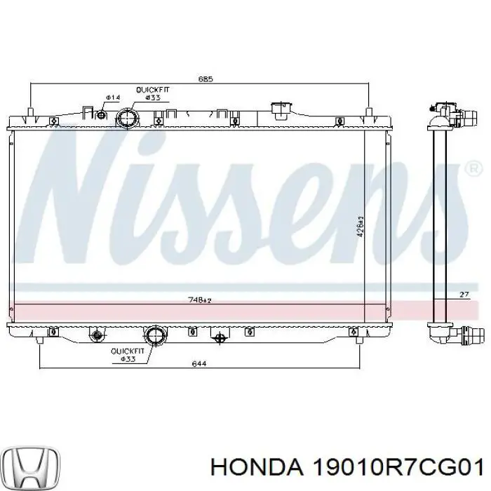 Do koszyka 19010R7CG01 Honda Chłodnica silnika