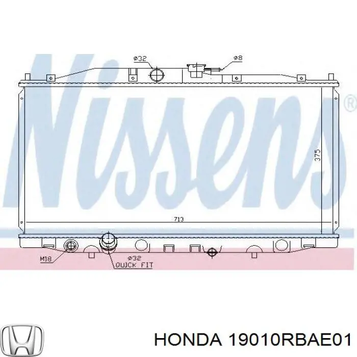 Chłodnica silnika Honda 19010RBAE01 cena, od 130,33 USD