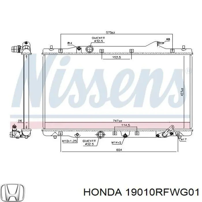 19010RFWG01 Honda Chłodnica silnika
