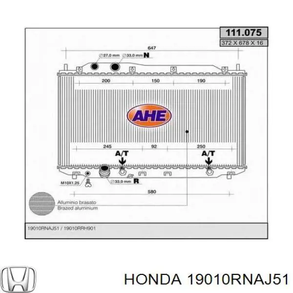 Chłodnica silnika Honda 19010RNAJ51 cena, od 128,88 USD