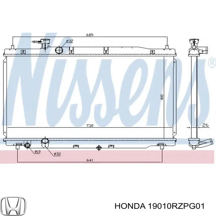 19010RZPG01 Honda Chłodnica silnika