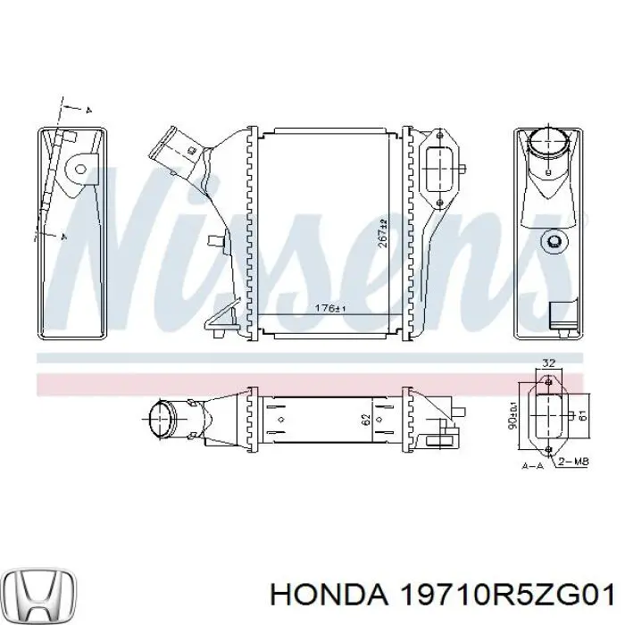 19710R5ZG01 Honda Chłodnica intercoolera