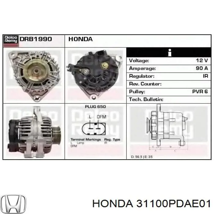 Alternator Honda 31100PDAE01 cena, od 108,96 USD