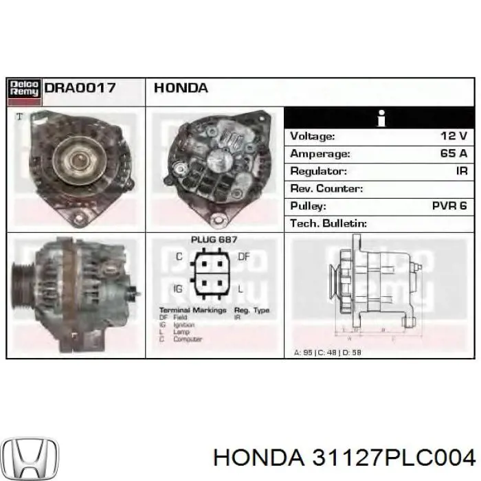 Mostek prostowniczy alternatora = Moster diodowy alternatora Honda 31127PLC004 cena, od 26,72 USD