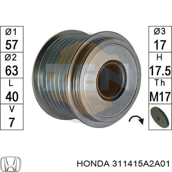 Koło pasowe alternatora 311415A2A01 Honda