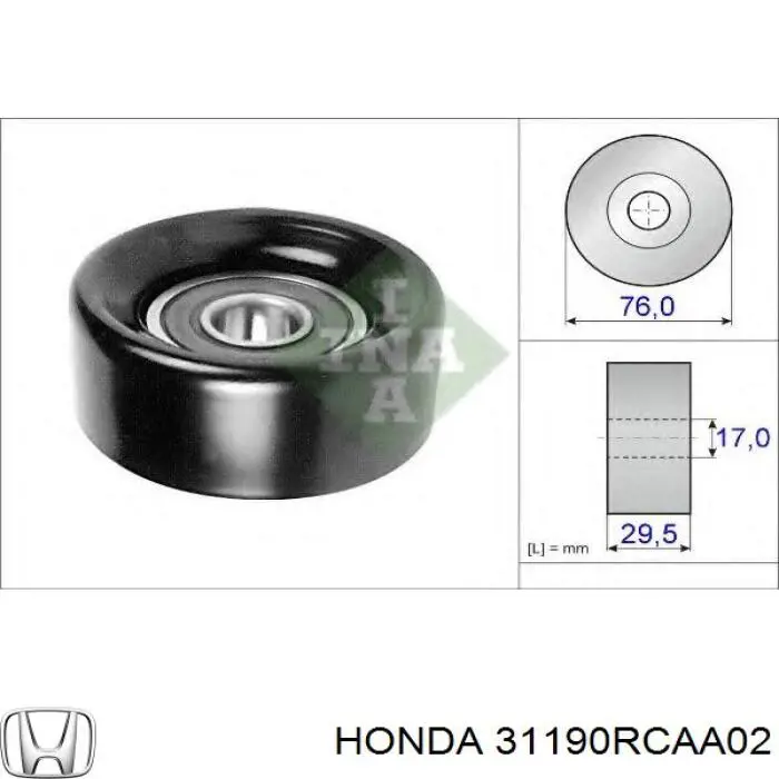 Rolka prowadząca, kierunkowa paska napędowego Honda 31190RCAA02 cena, od 34,00 USD