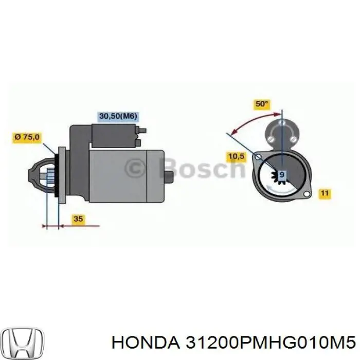 Do koszyka 31200PMHG01 Honda Rozrusznik
