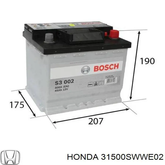 Bateria (akumulator) 31500SWWE02 Honda
