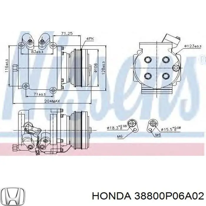 Sprężarka klimatyzacji Honda 38800P06A02 cena, od 25,86 USD