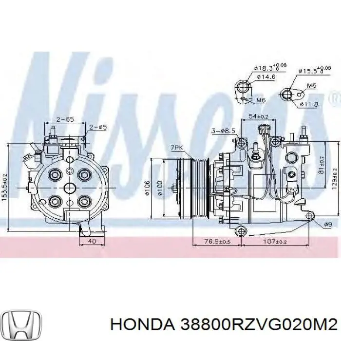 Sprężarka klimatyzacji 38800RZVG020M2 Honda