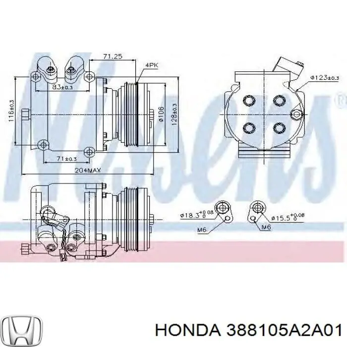 Do koszyka 388105A2A01 Honda Sprężarka klimatyzacji