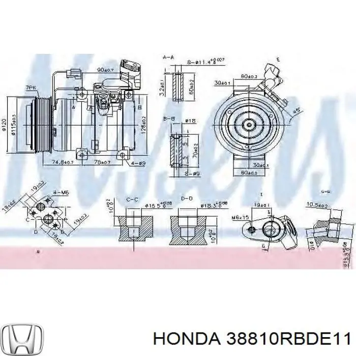 Do koszyka 38810RBDE11 Honda Sprężarka klimatyzacji