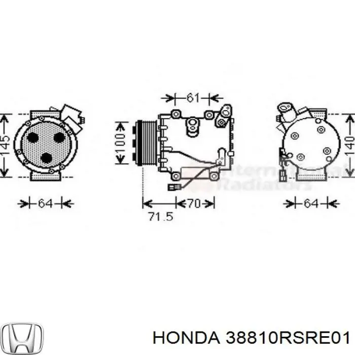 Sprężarka klimatyzacji Honda 38810RSRE01 cena, od 316,79 USD