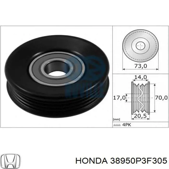 Rolka napinacza paska napędowego Honda 38950P3F305 cena, od 21,81 USD