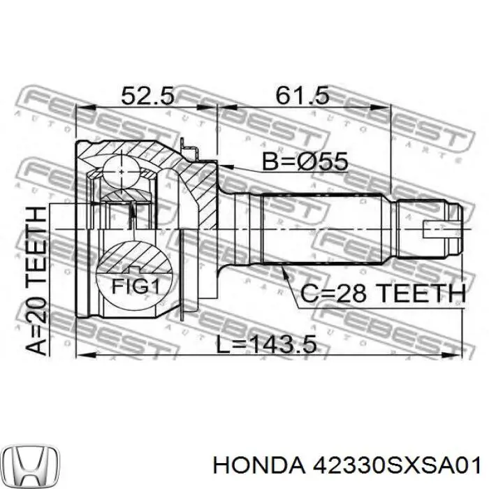 Przegub homokinetyczny zewnętrzny tylny Honda 42330SXSA01 cena, od 49,02 USD