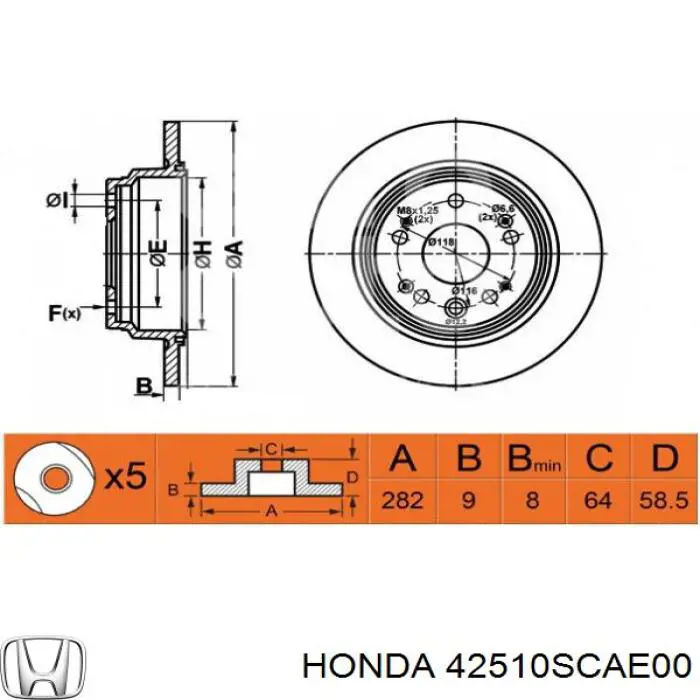 42510SCAE00 Honda Tarcza hamulcowa tylna