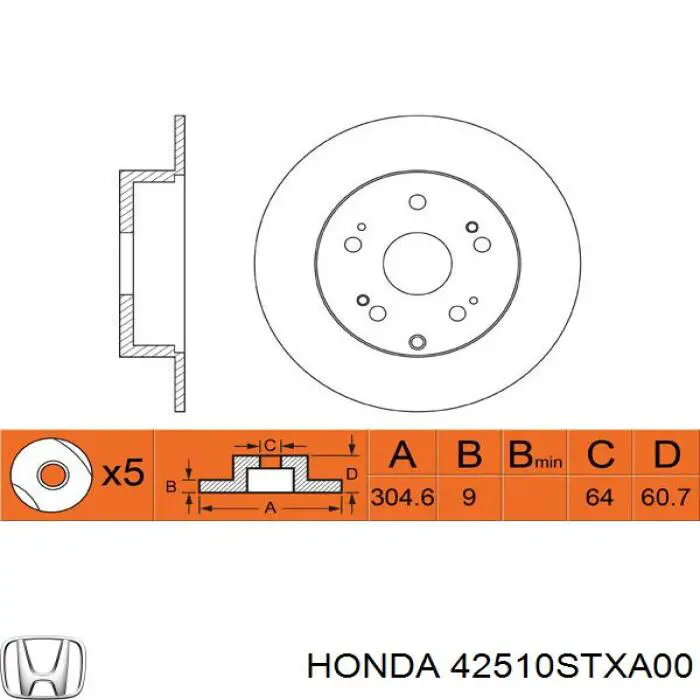 Tarcza hamulcowa tylna 42510STXA00 Honda