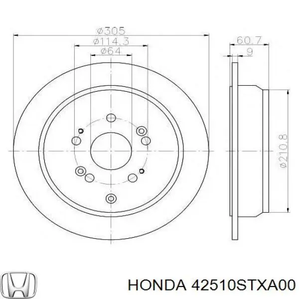 42510STXA00 Honda Tarcza hamulcowa tylna