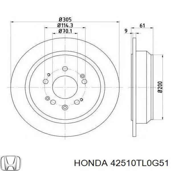 Do koszyka 42510TL0G51 Honda Tarcza hamulcowa tylna