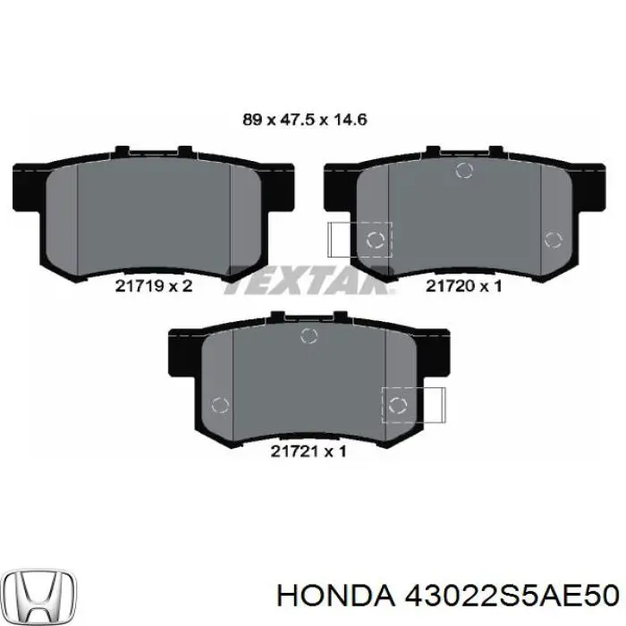 Okładziny (klocki) do hamulców tarczowych tylne Honda 43022S5AE50 cena, od 17,03 USD