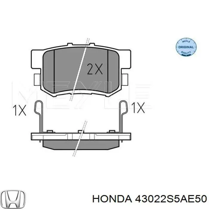 Do koszyka 43022S5AE50 Honda Okładziny (klocki) do hamulców tarczowych tylne