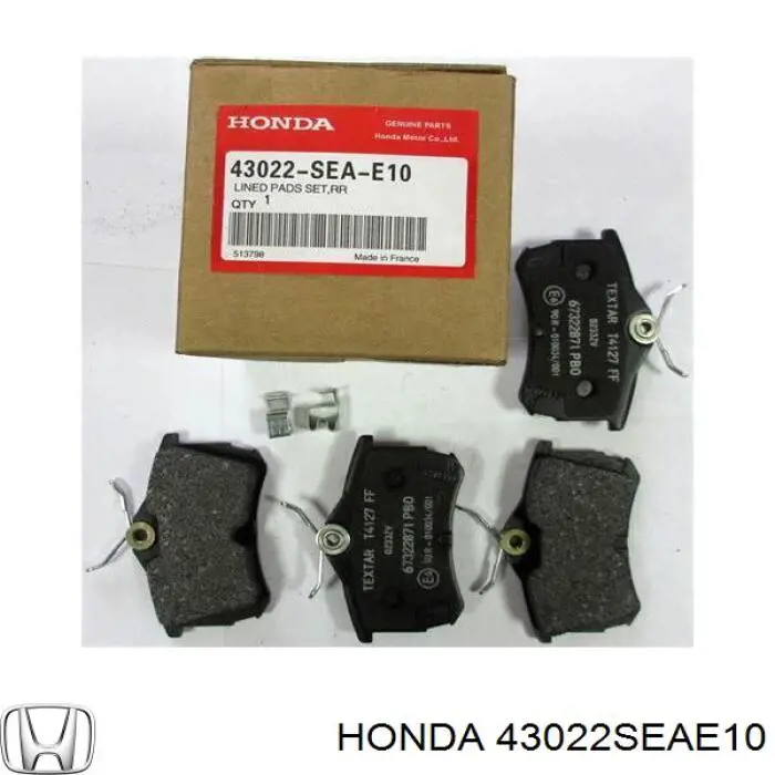 43022SEAE10 Honda Okładziny (klocki) do hamulców tarczowych tylne
