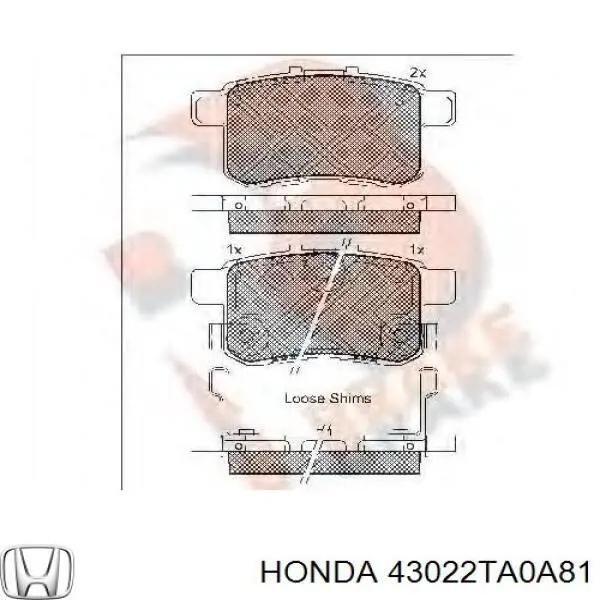 Okładziny (klocki) do hamulców tarczowych tylne Honda 43022TA0A81 cena, od 14,75 USD